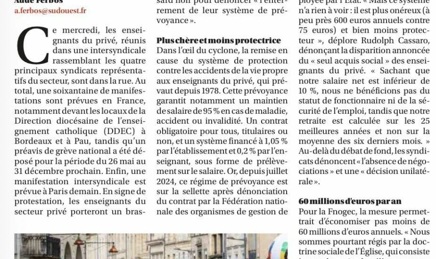 Prévoyance : pourquoi les enseignants sont-ils dans la rue